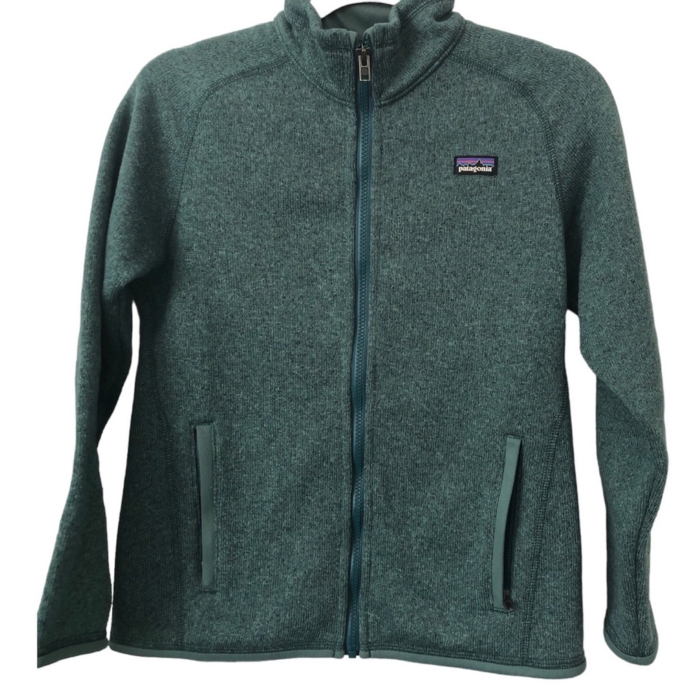 PATAGONIA Better Sweater jacket sz 14 XL winter Full zip up Green boys girls
